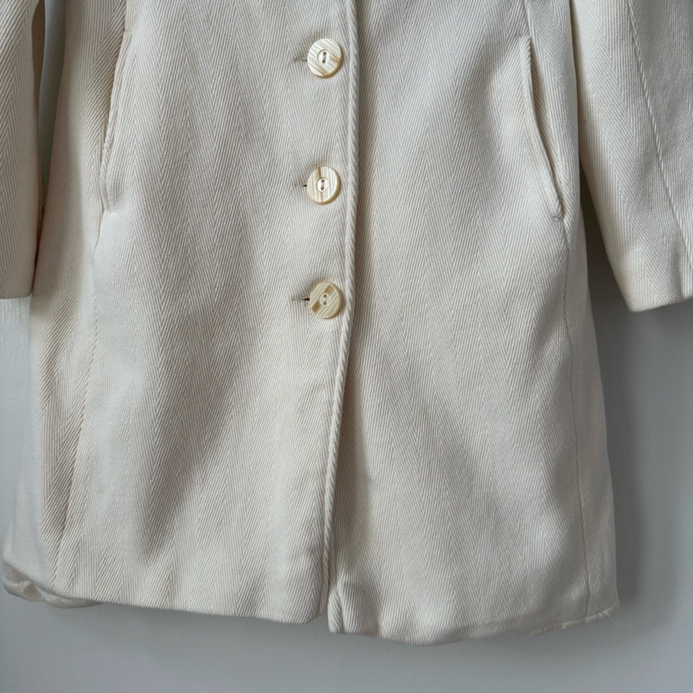 Y2K Classic Old Navy Fully Lined Cream Peacoat Italian Wool Blend - Picture 6 of 15